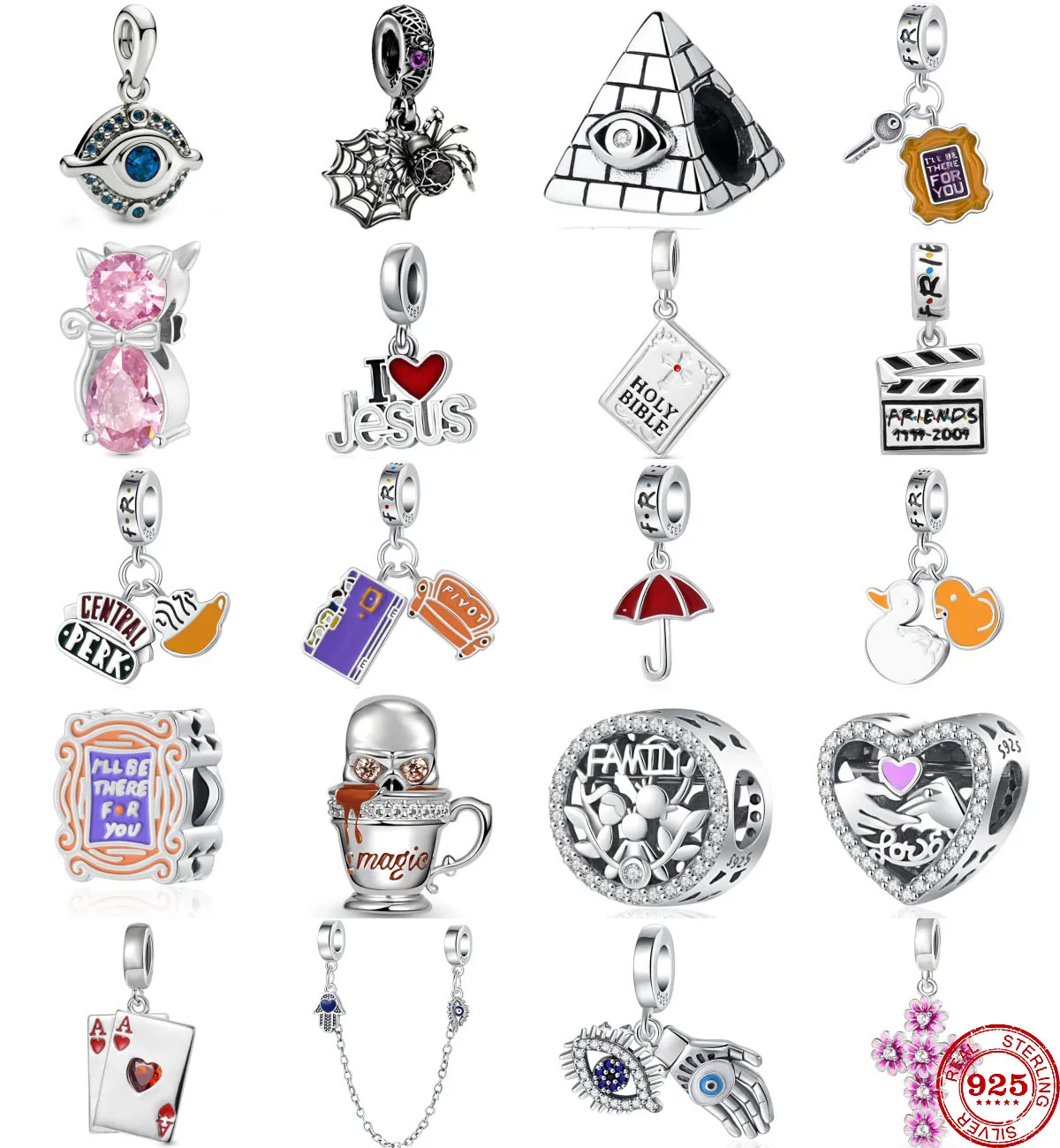 925 sterling silver poker, umbrella, duckling,book,key boutique charm pendant suitable for Pendant original bracelet DIY jewelry