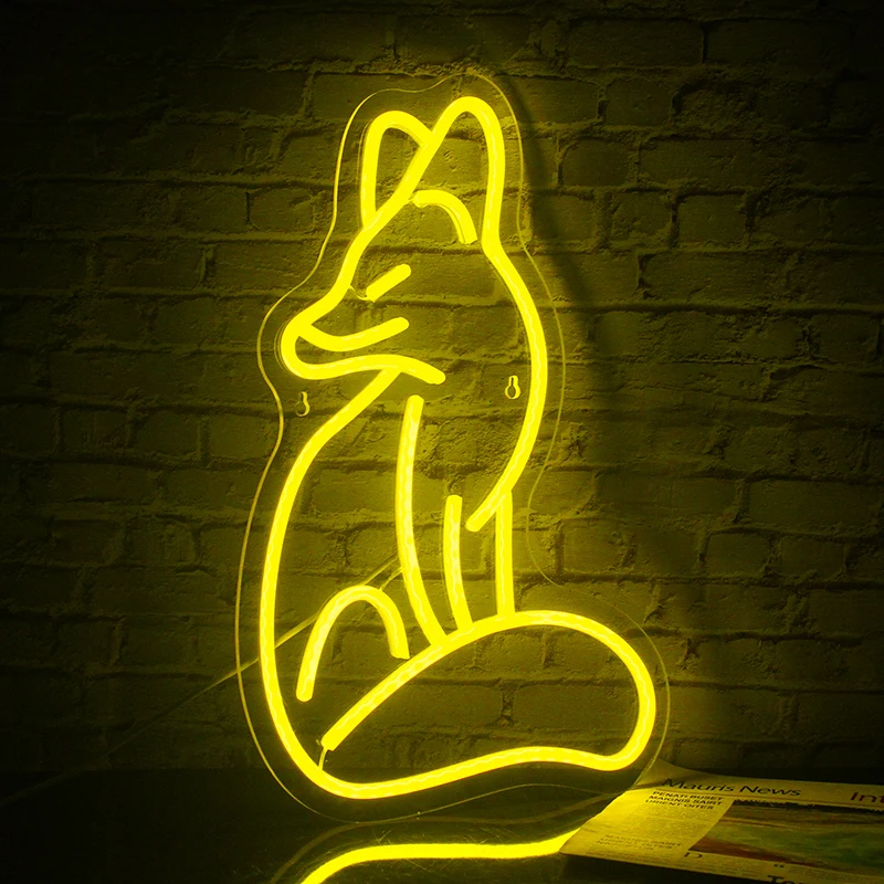 Wanxing Fox Pattern Led Neon Signs Light USB for Party Bar Club Restaurant Wall Hanging Neon Lights Wedding Christmas Decor