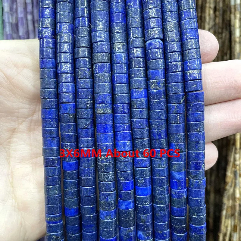 Natürliche Lapislazuli Runde Rohr Facettierte Lose Spacer Stein Perlen Für Schmuck Machen DIY Handgemachte Armbänder Halskette Zubehör
