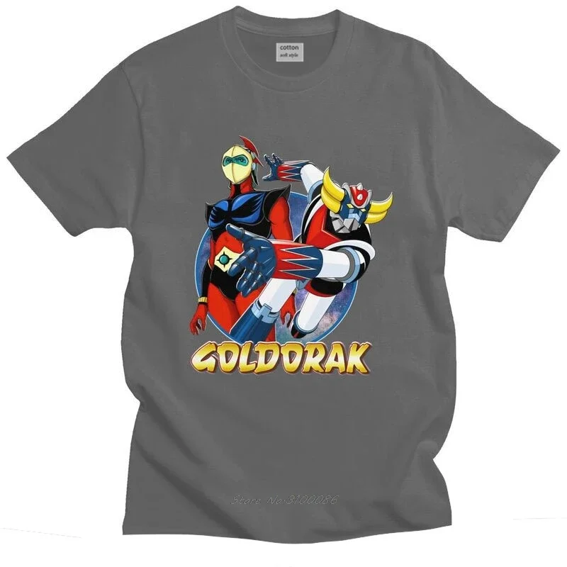 UFO Robot Goldorak Grendizer T Shirt Men Cotton Tshirt Urban Tees Short Sleeved Actarus Goldrake Anime T-shirts Fitted Clothing