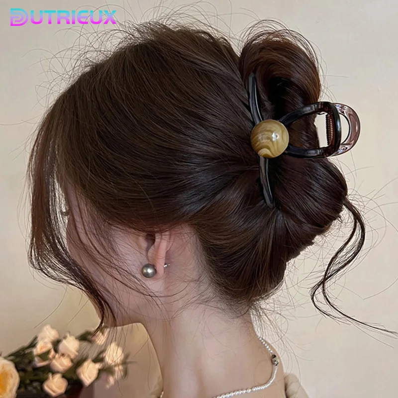 여성용 대형 진주 헤어 클립, 아크릴 헤어 클로 클립, 헤어 액세서리, 우아한 소녀 모자, 11.5cm