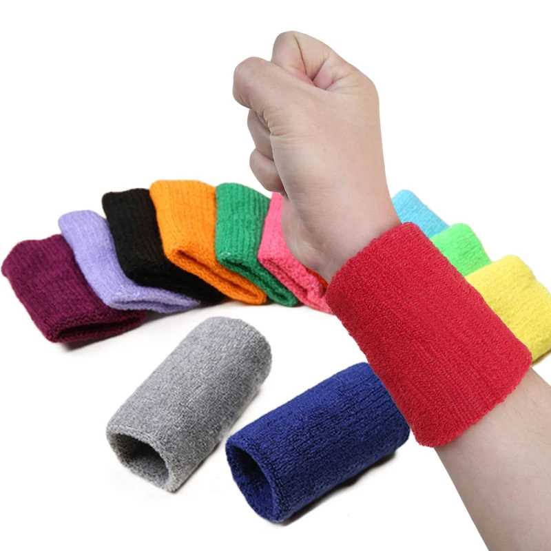 2pcs Sport Wrist Sweatbands Tennis Gym Wristband Breathable Wrist Brace Support Elastic Sweat Bands