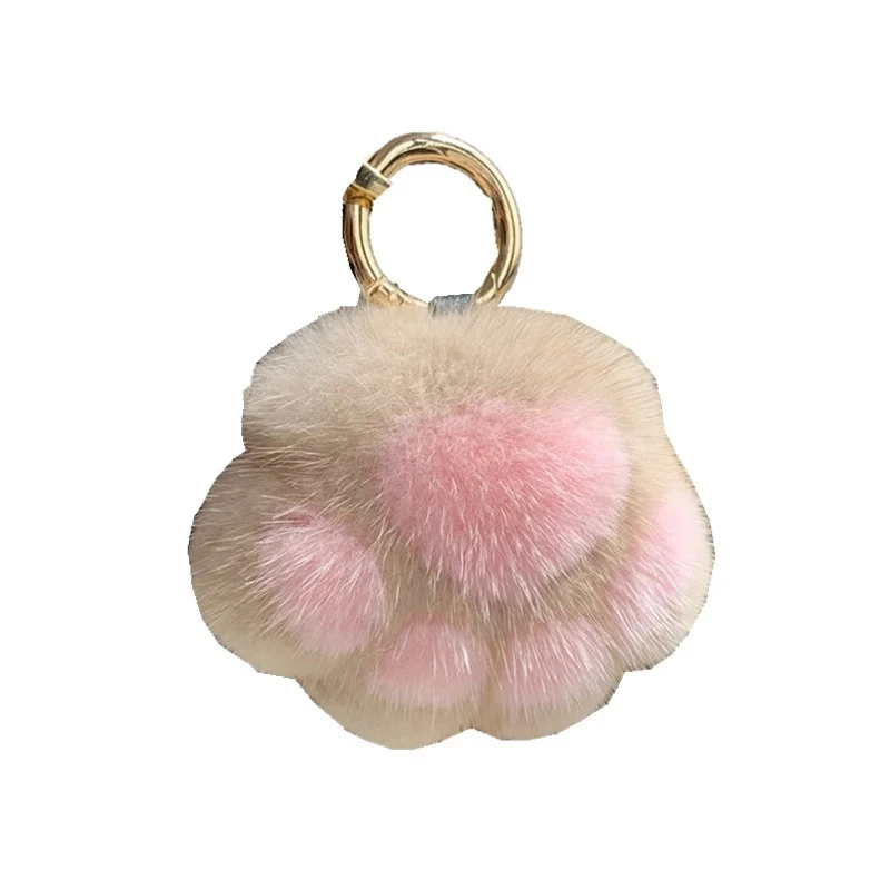 1Pcs Women\'s Cat Paw Faux Fur Keychain Charm Fashion Plush Bear Paw Car Keychain Bag Pendant Party Favor Jewelry