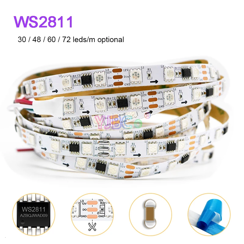 12V 24V WS2811 5050 RGB addressable Dream Color Smart Led Strip External 1 IC Control 3 Leds Light bar for Christmas Decorations