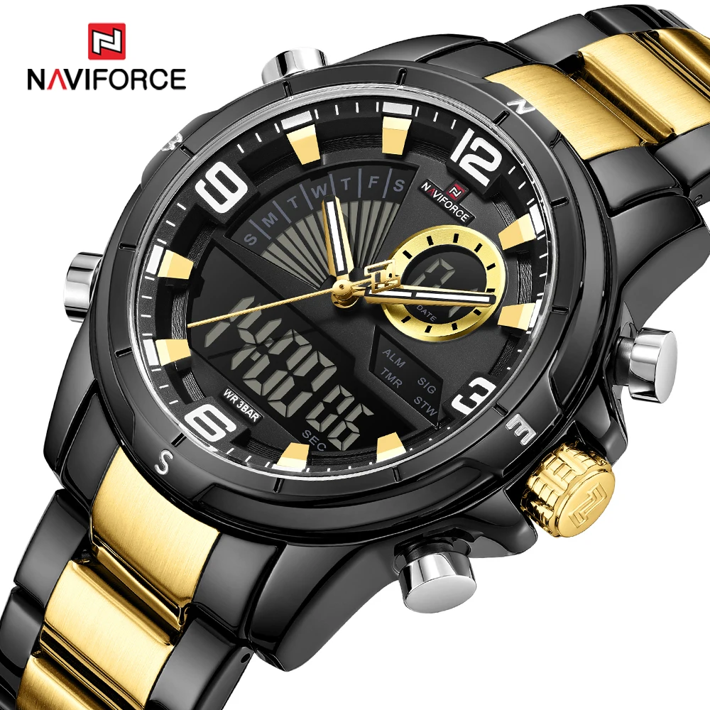 NAVIFORCE Men Quartz Watch Luxury Military Digital LED Waterproof Wristwatch Chronograph Sport Male Clock Relogios Masculino