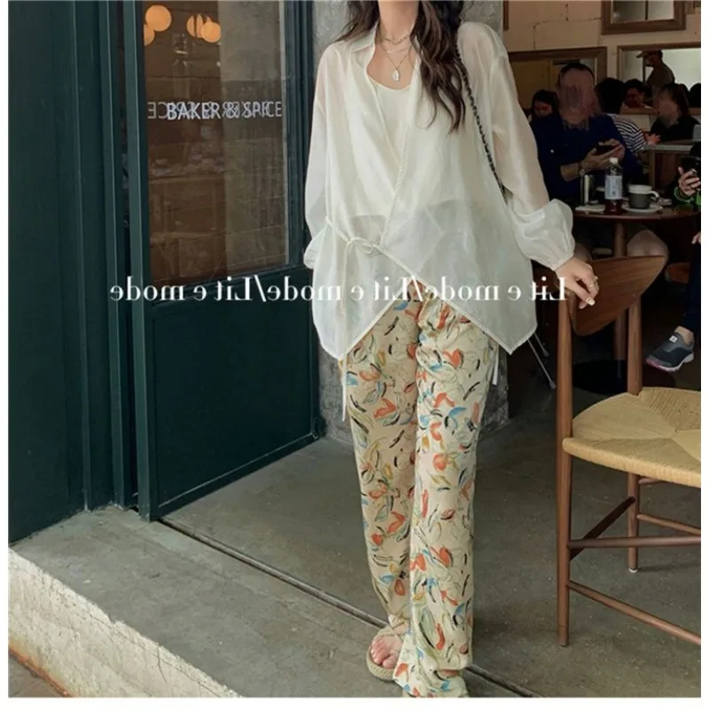 Women's Black And White Checkerboard Print Wide Leg Pants Satin Loose Fit Trousers