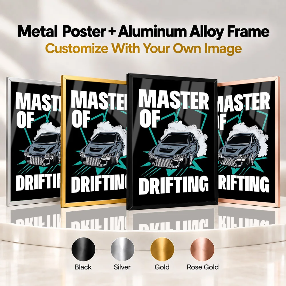 Master Of Drifting Quote Framed Metal Poster Personalized Retro Statement Graphic Wall Art For Home Office Motorsport Fan Gift
