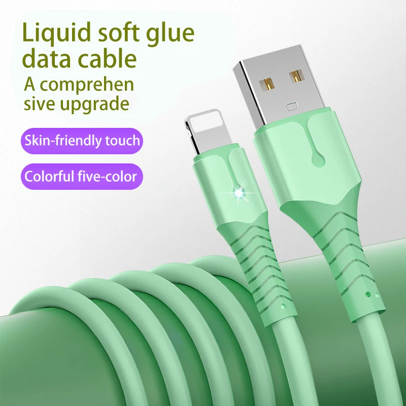 5A Fast Charging Cable USB C Liquid Silicone with Light Data Cable for iphone 13 12 Mini Pro Max XR X Mobile Phone Accessories