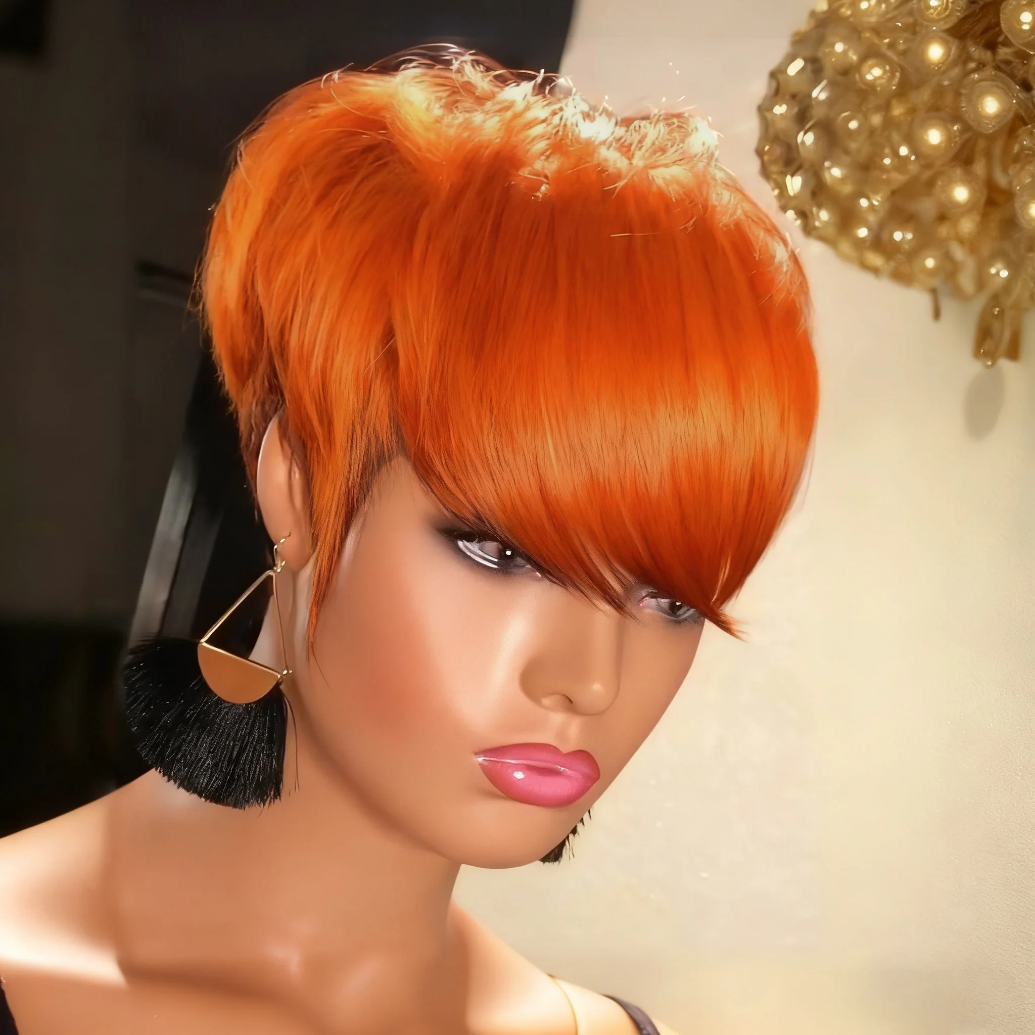 شعر مستعار قصير بقص عابث مع غرة، شعر بشري برازيلي بطبقات، مظهر طبيعي للحفلات الاحترافية اليومية #1