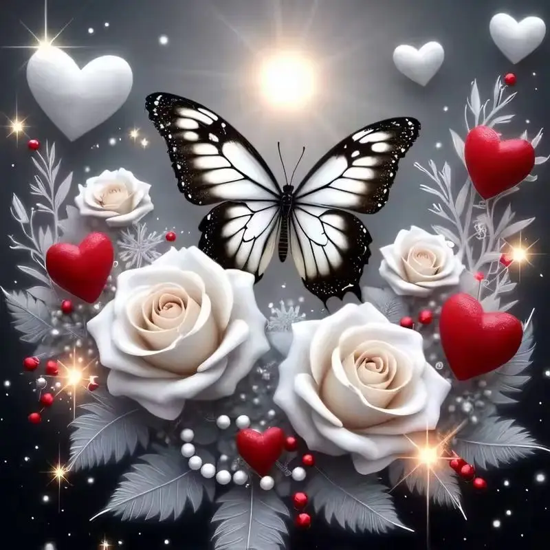 

GATYZTORY Diamond Painting Butterfly Rose 5D DIY Embroidery Cross Stitch Kit Mosaic Rhinestone Home Decoration