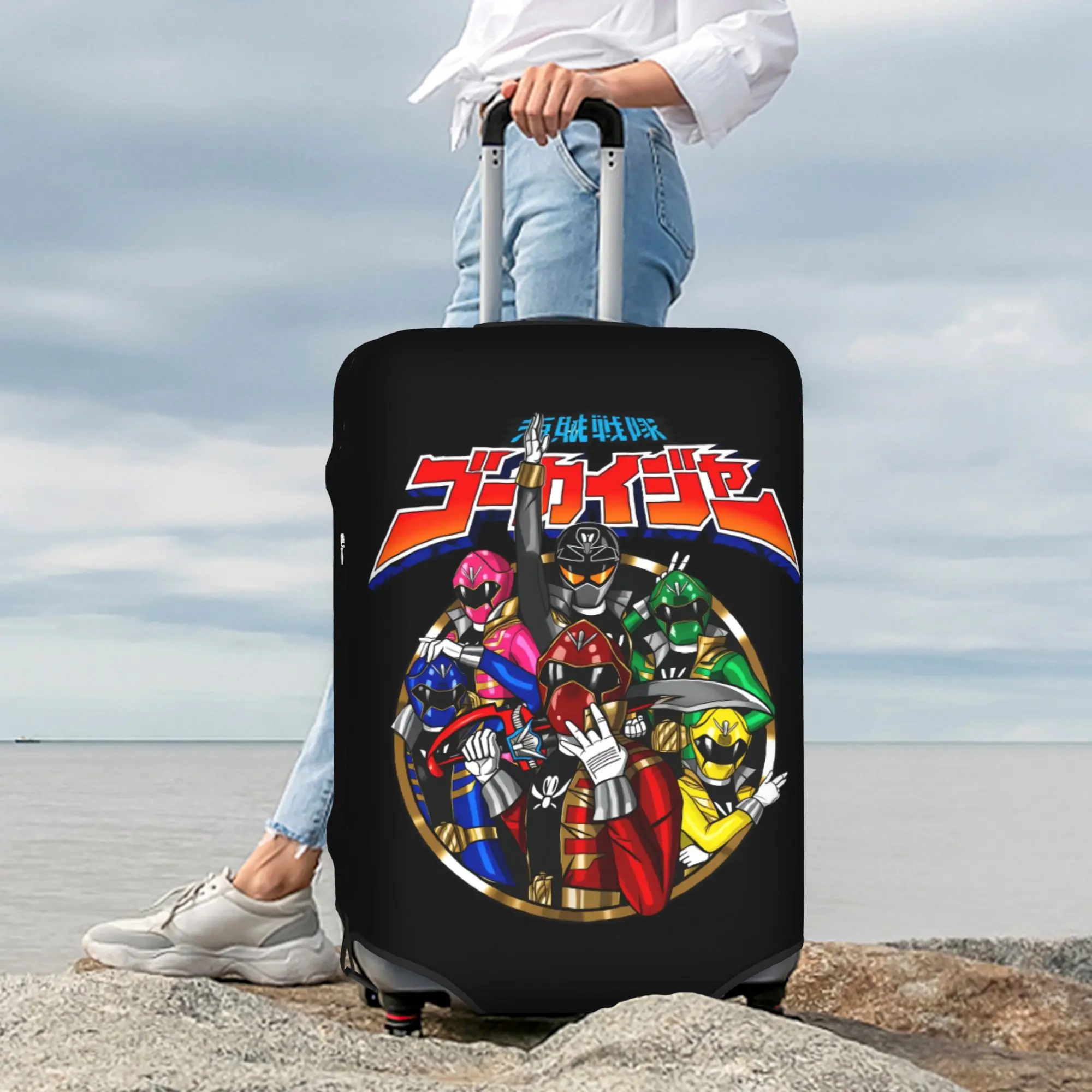 Anime Chouriki Sentai Ohranger  Suitcase Cover Elastic Manga Super Sentai Cartoon  Travel Luggage Covers for 18-32 inch
