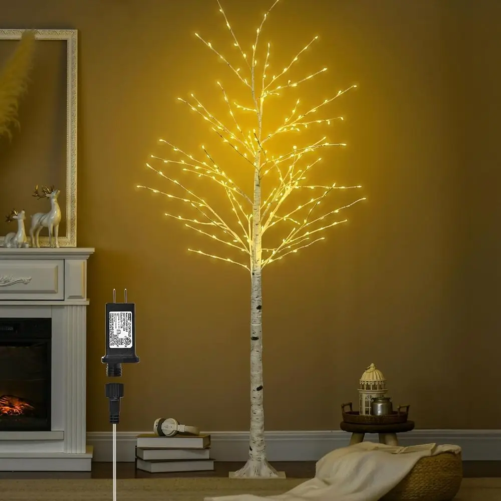 

6-Foot Illuminated Birch Tree with 260 LEDs, Timer, Indoor/Outdoor, Ideal for Home, Bedroom, Party, Christmas Decor