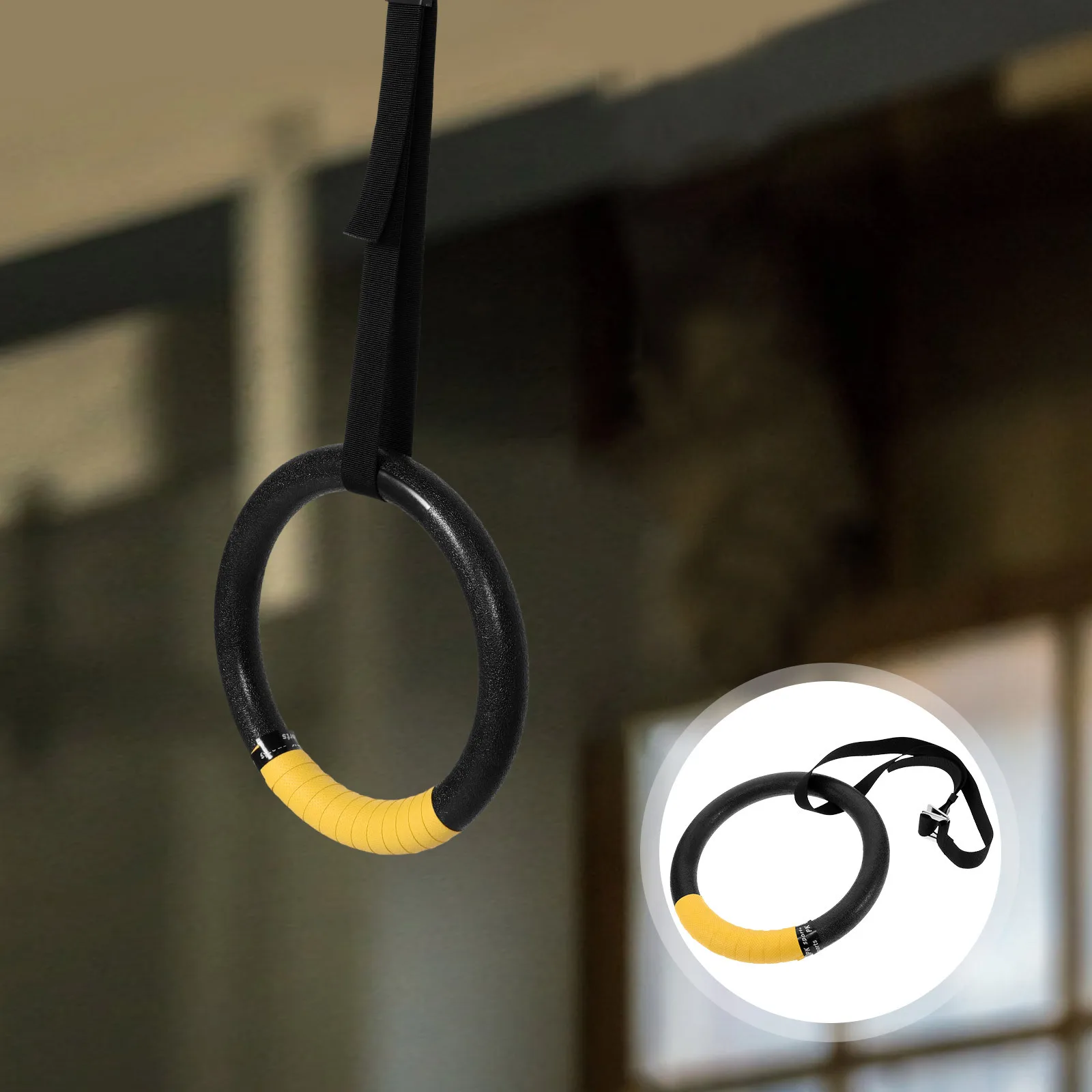 

1Pair Gymnastic Rings Adjustable Pull Up Rings Home Gymnastics Equipment Exercise Straps Heavy Duty Fitness Ring Indoor