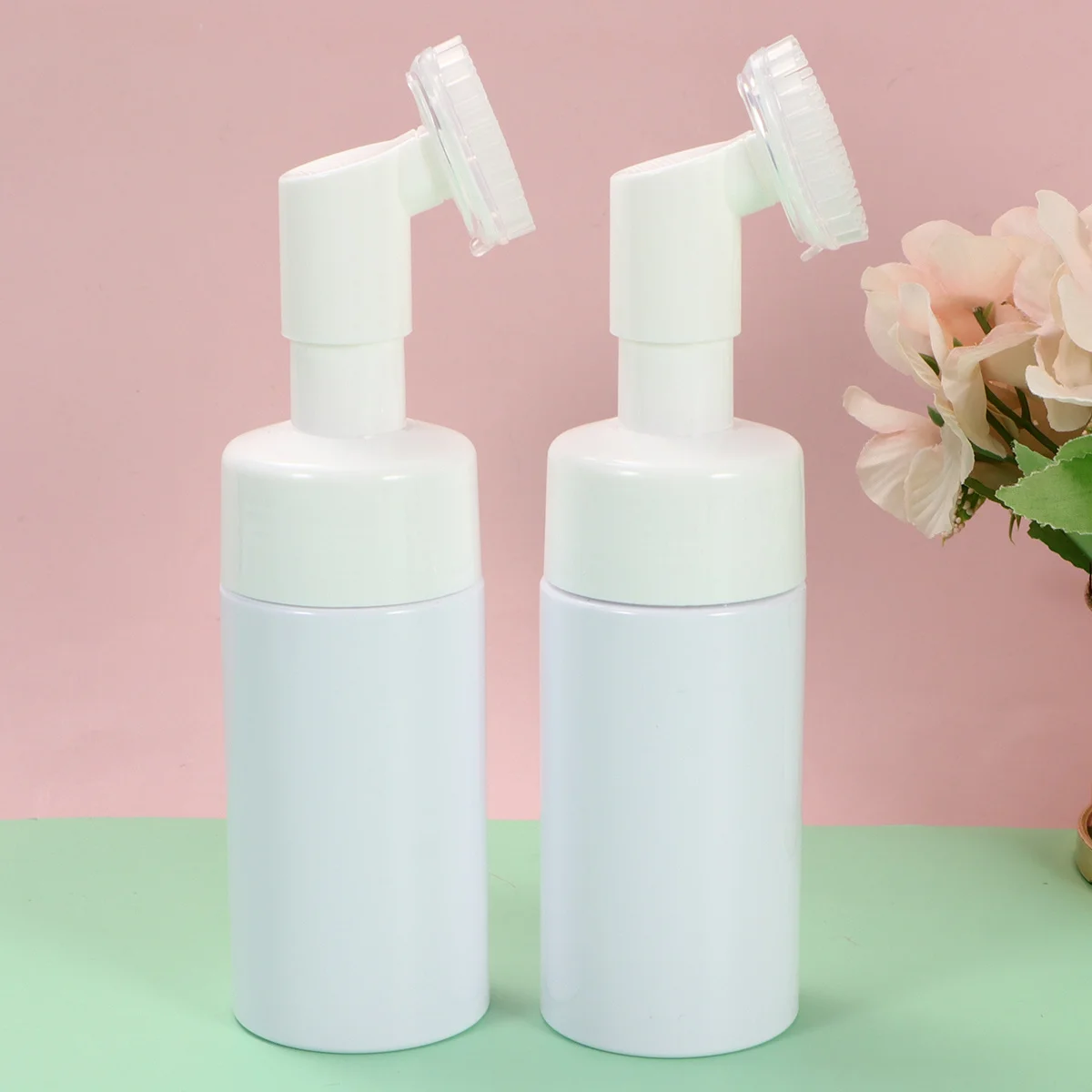 

2Pcs Portable Cosmetics Bubble Bottles Brush Head Facial Cleanser Empty Bottle Sub Travel Use Empty Bottle Sub