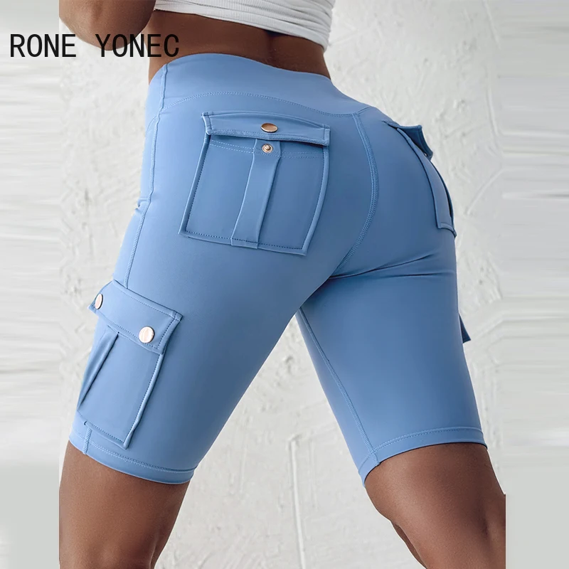 2024 Women Fashion Casual Multi Pockets High Elastic Waist Sporty Half Long Shorts