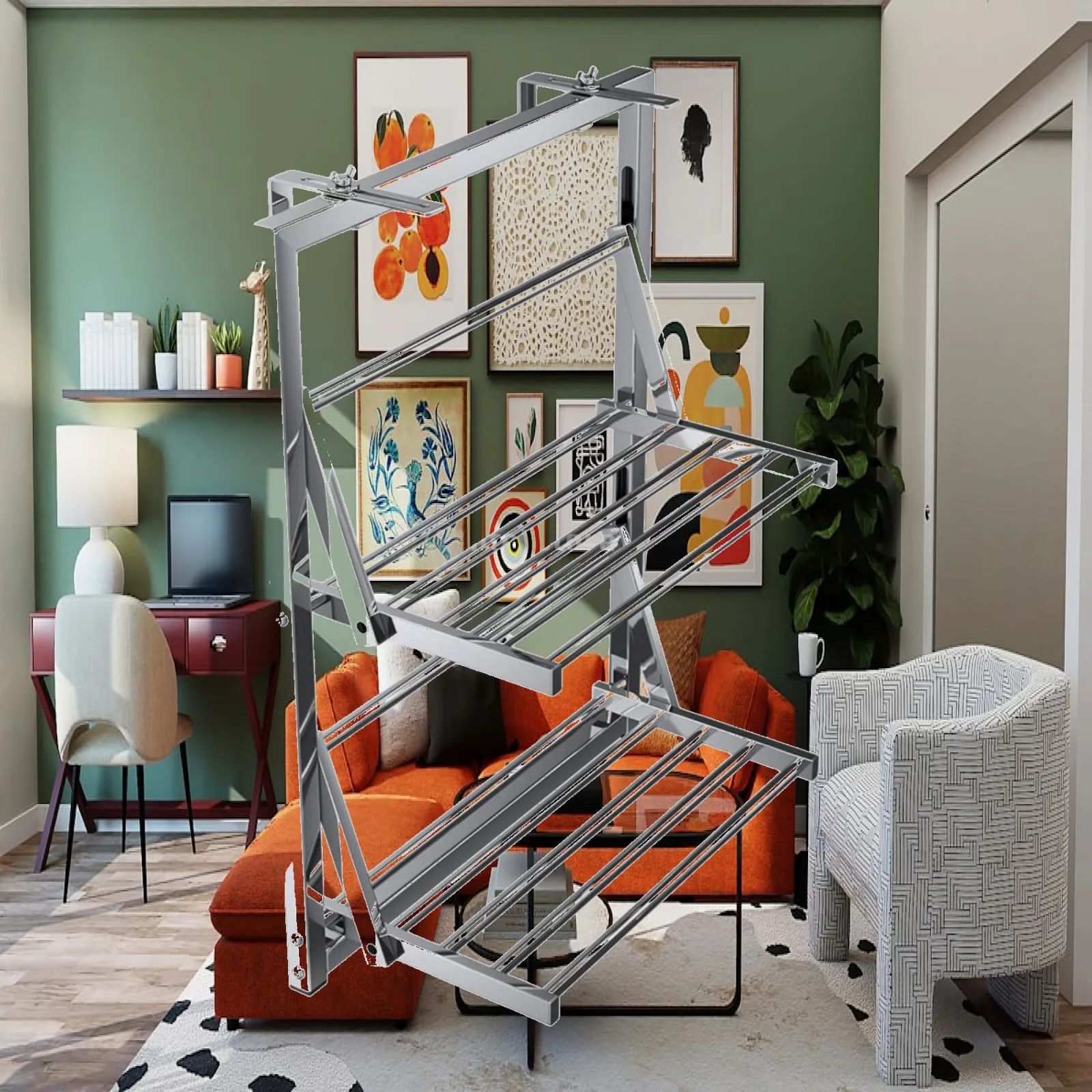 stainless-steel-retractable-drying-rack-two-tier-wing-foldable-wall-hanging-clothes-dryer-for-balcony-laundry-room-use