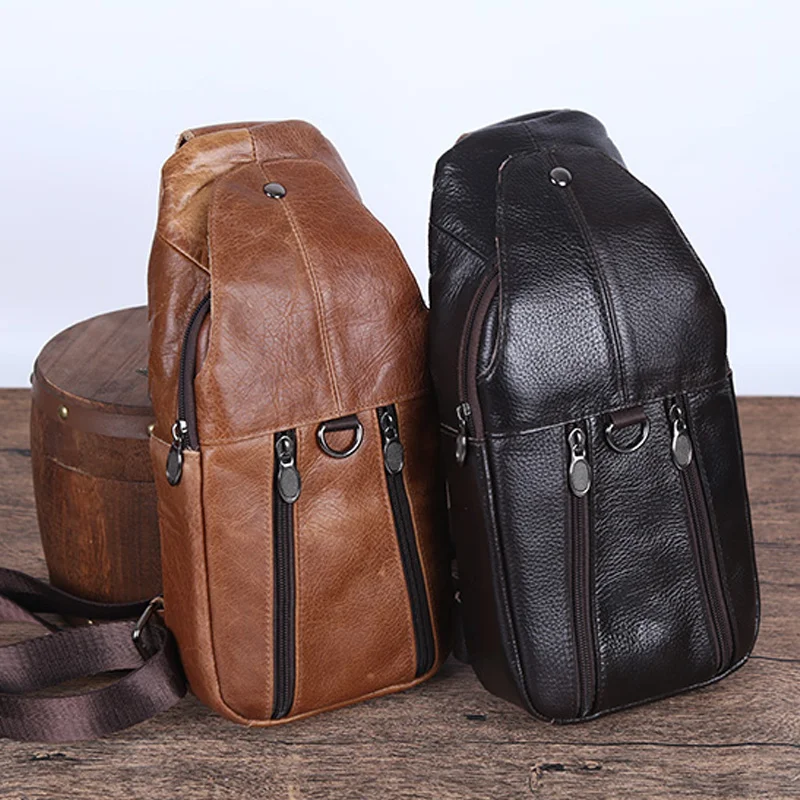 Men Chest New Bag Vintage Fashion Solid Multifunction Shoulder s Trend Leisure Outdoor Sports Messenger