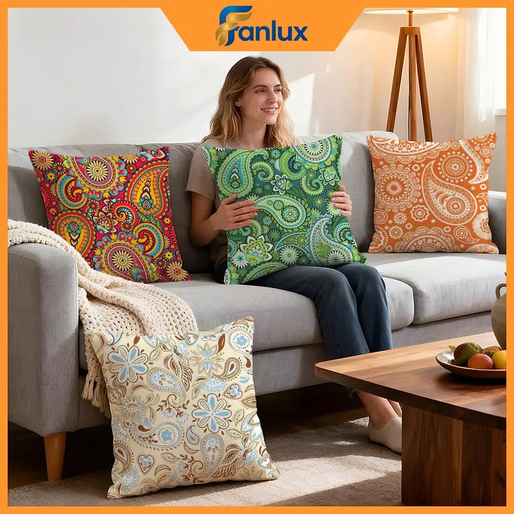 Pattern Paisley Pattern Cushion Cover 4Pcs Decorative Covers Soft Cushion Case for Sofa Couch Decor 40x40 45x45 Pillowcases