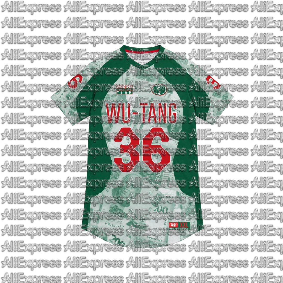 Men Wu‑Tang Clan 36 Striped Jersey T‑Shirt Vintage Hip Hop Rap Oversized Short Sleeve V‑Neck Streetwear Casual Tee Top
