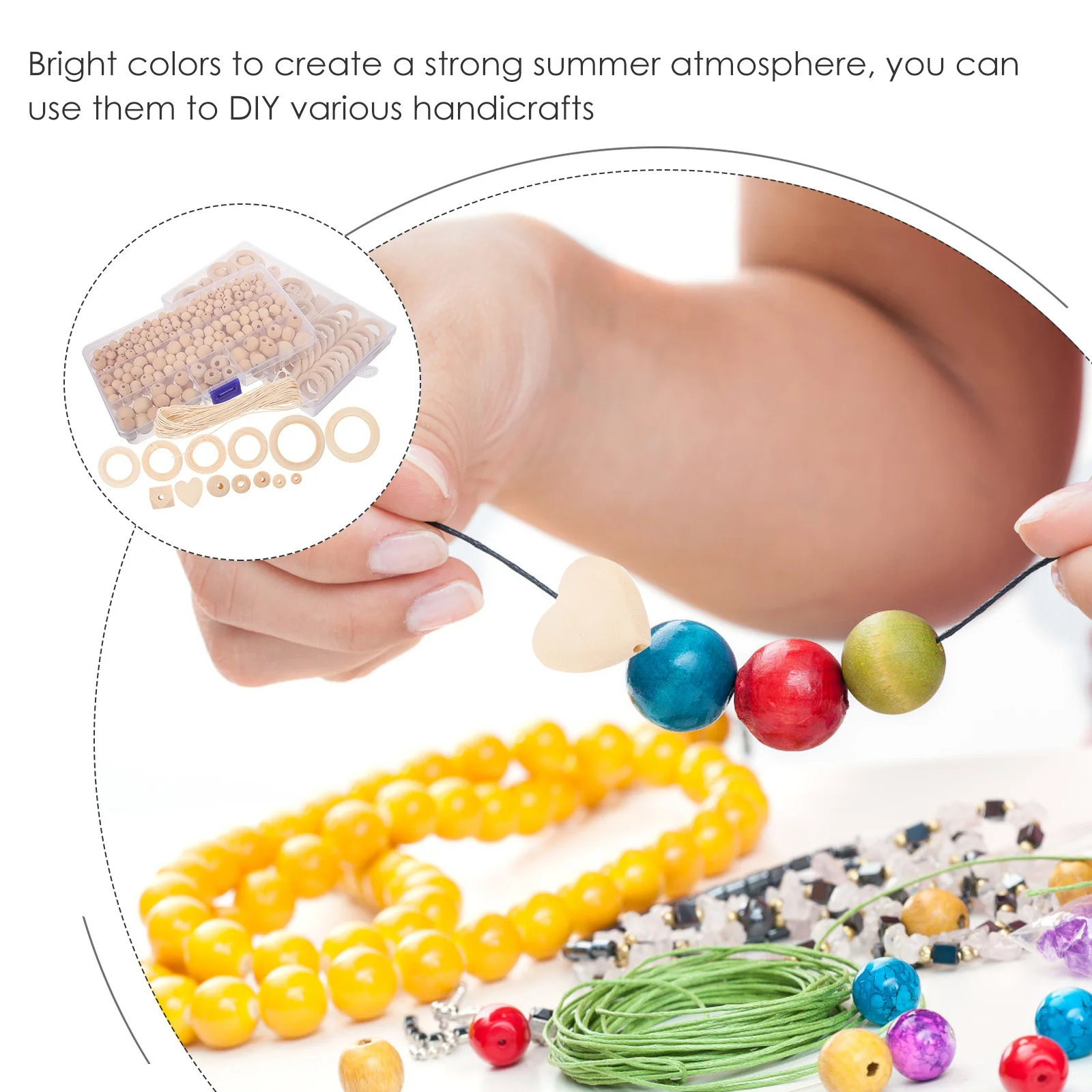 

2 Boxes Large Wooden Beads With Hole Loose Beads For Diy Craft Jewelry Making Farmhouse Garland Decor Colored Bulk Handicraft