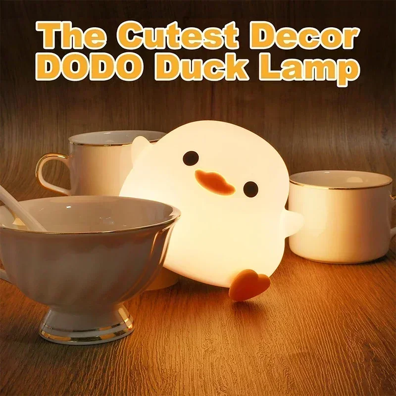 Do Duck Night Light, Silicone Squishy Nursery Bedside Lamp, USB Rechargeable Touch Table Lamps for Bedrooms, Living Room Decor