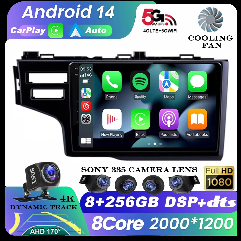 

Android 14 Car Radio Carplay Auto GPS For Honda Jazz 3 2015 - 2020 Fit 3 GP GK 2013-2020 QLED Multimedia Video Player Navigation