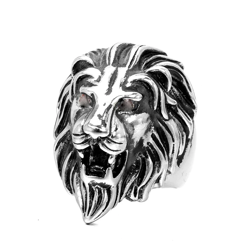 European and American stainless steel rings for men\'s jewelry, domineering lion head