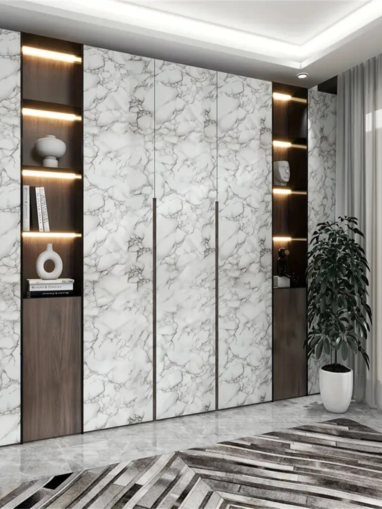 White Marble Self‑Adhesive Peel and Stick Contact Paper Waterproof Removable Vinyl Film for Countertop Home Furniture Decoration