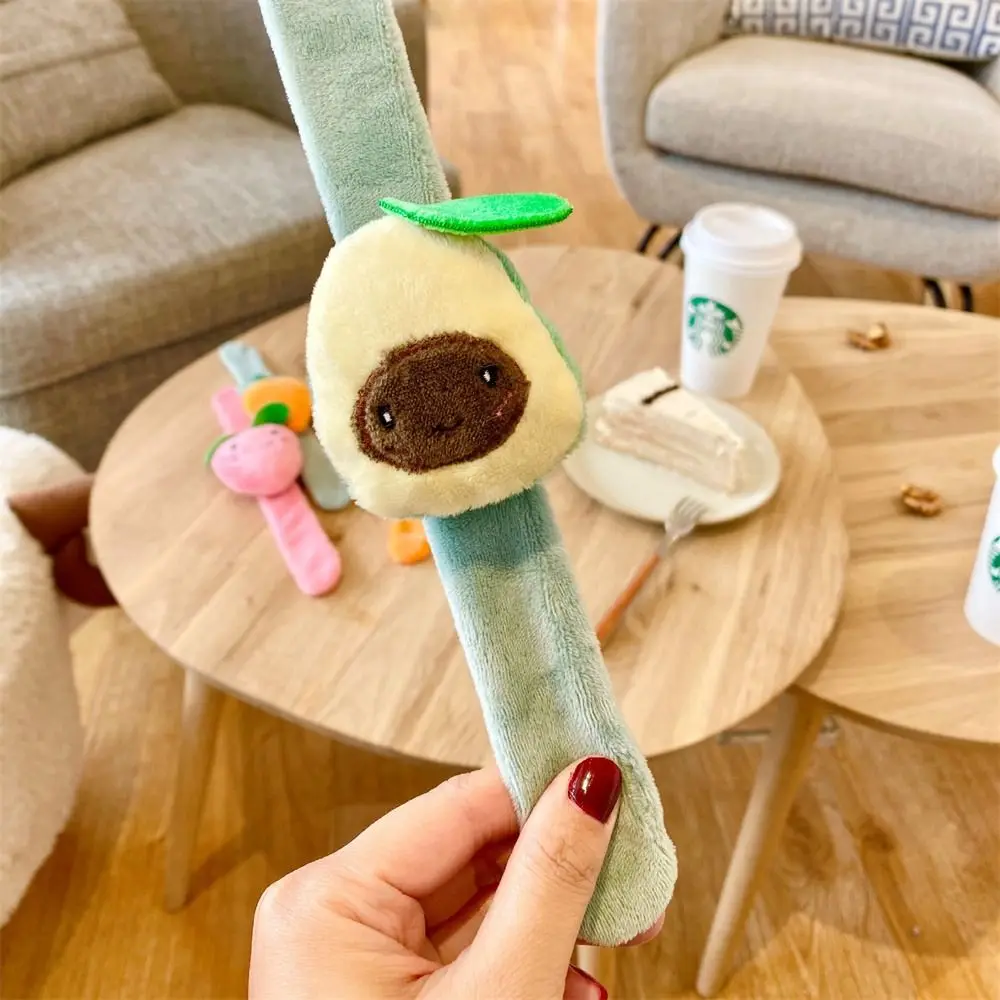 

Fruit Plush Clap Circle Toys Pineapple Avocado Plush Slap Bracelet Orange Wrist Decoration Hand Clap Ring Girls Bracelet