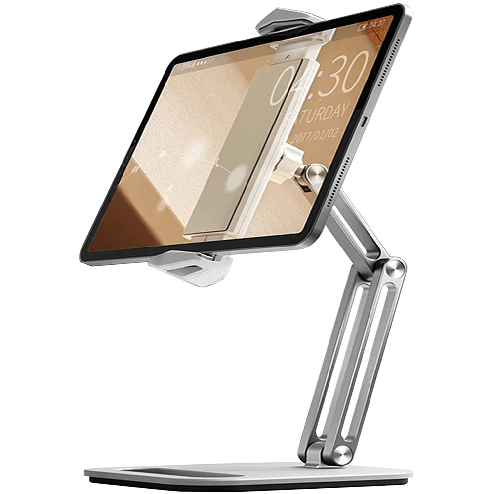 Go! Foldable Tablet Stand Three Shaft Design Multi Angle Adjustable Tablet Support Desktop Aluminum Hands Free Cell Phone Holder