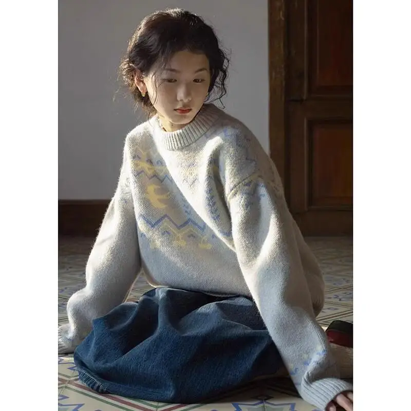 

French retro lazy sweater jacket for women autumn and winter 2024 new thickened sweater inner tops Hot Style Fashion