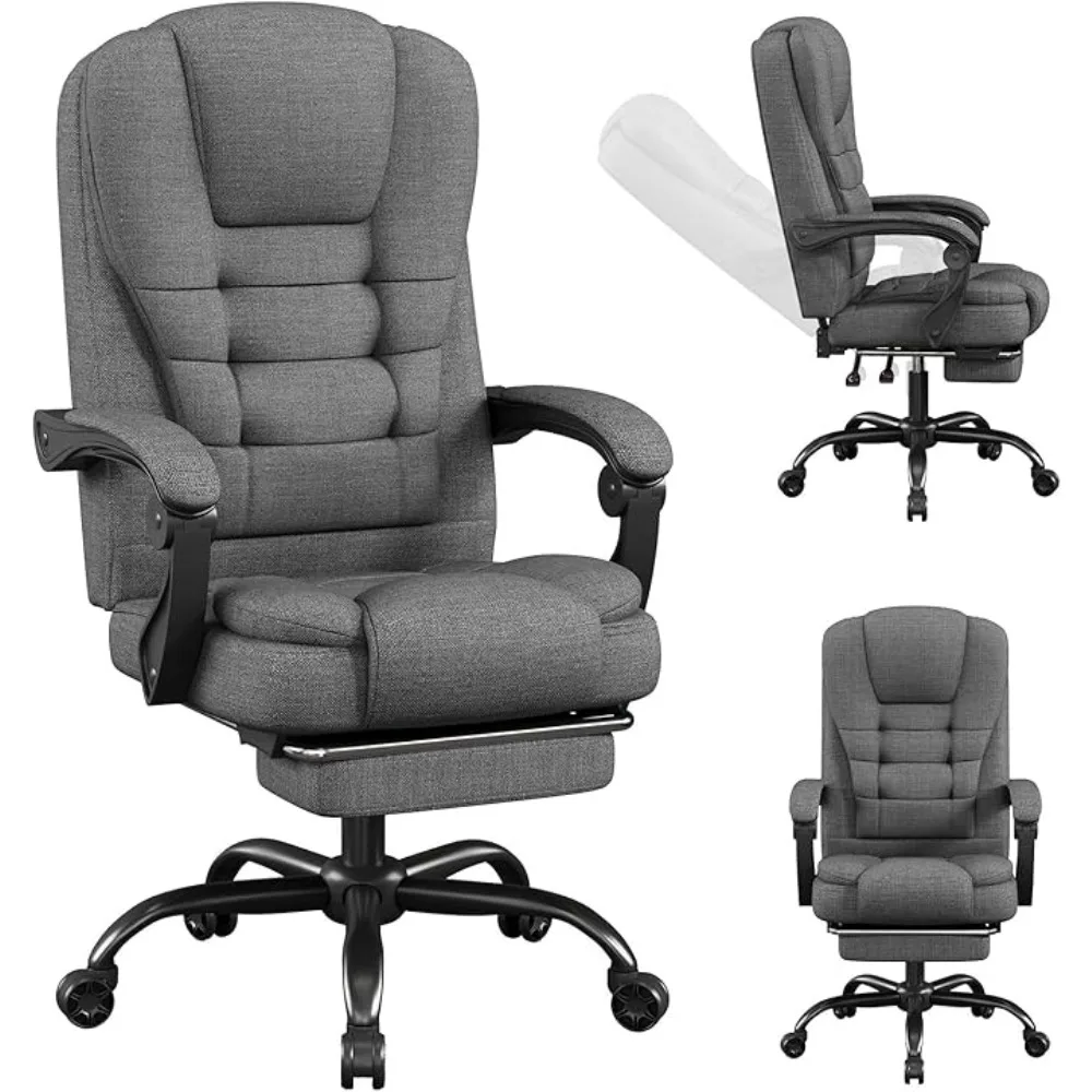 كرسي مهام مكتب من القماش - كرسي مكتب مريح للكمبيوتر - كراسي تنفيذية عالية الظهر قابلة للتعديل مع مسند للقدمين، 360 درجة °