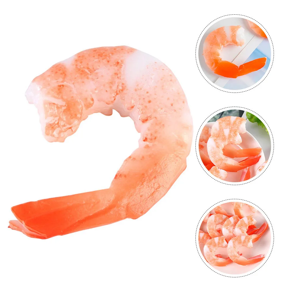 Realistic Artificial Shrimp Food Model 5Pcs Faux Shrimp Decor Simulation Seafood for Menu Display and Photography