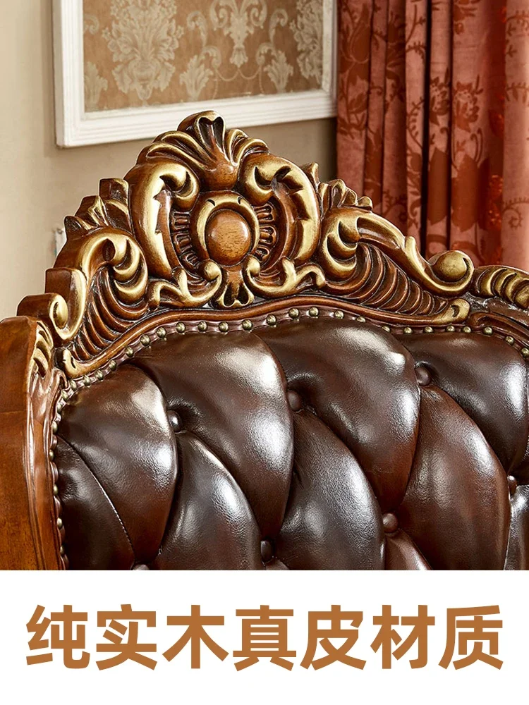 Solid computer chair European leather boss Home office chair Study Class Lifting swivel