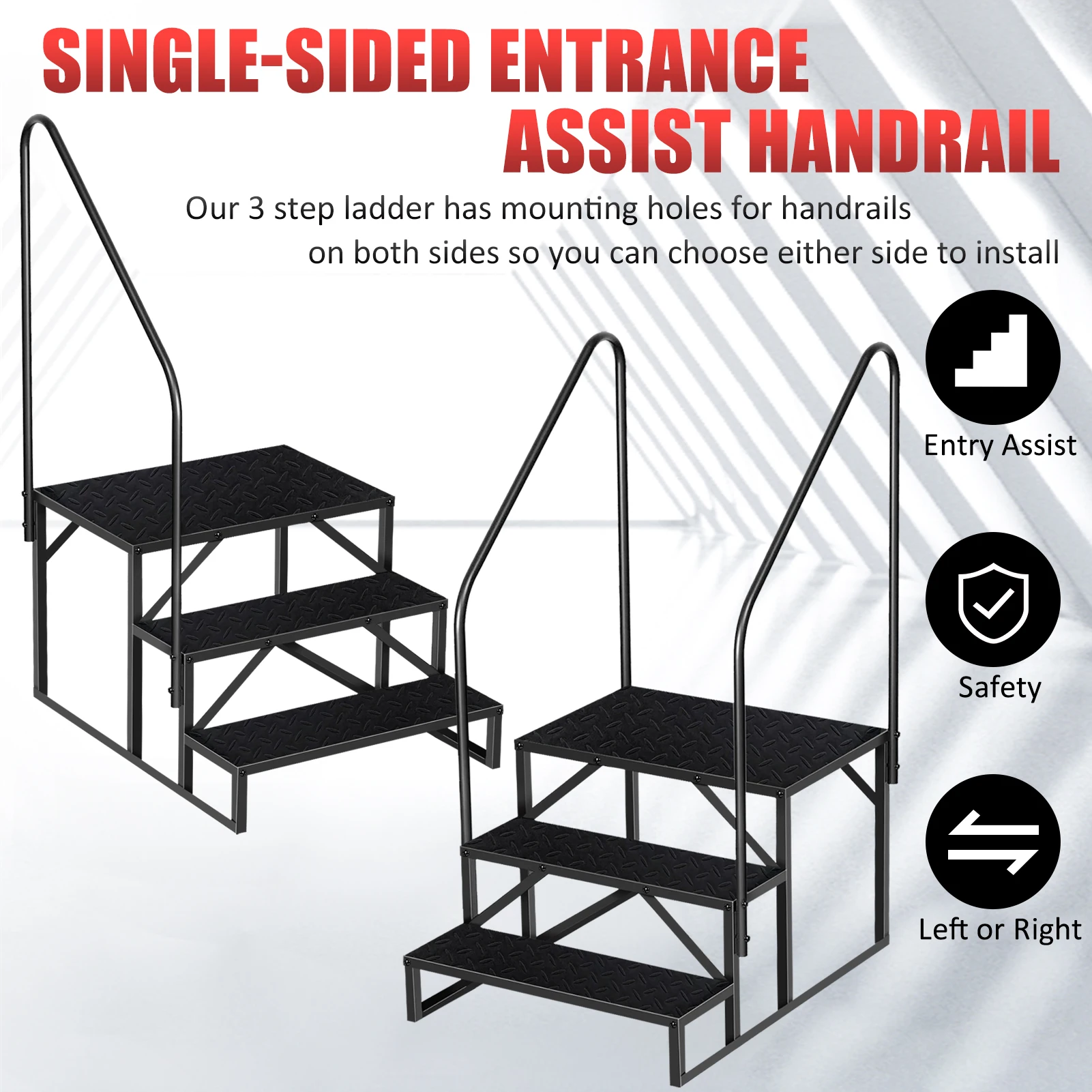 3-staps camperstappen | Zwembadladder met 2 leuningen | Update 3.0 buiten camperstap met antislippedalen | camperladders voor reisaanhangwagens