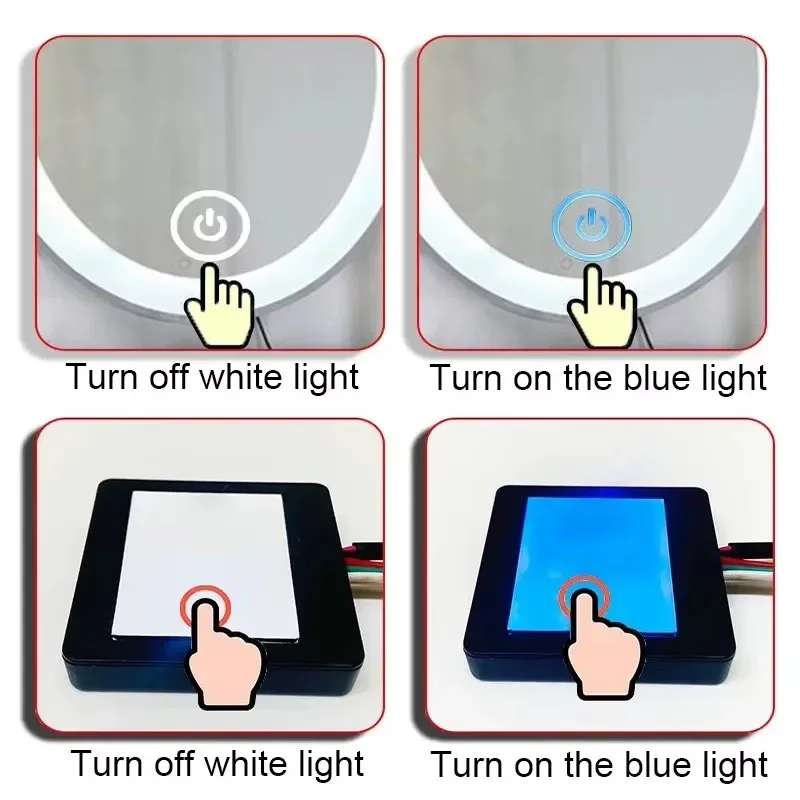 Mirror Touch Switch DC3-24V Single/Dual Color Modes w/LED Indicator & Dimming for Vanity/Bathroom/Salon Mirrors