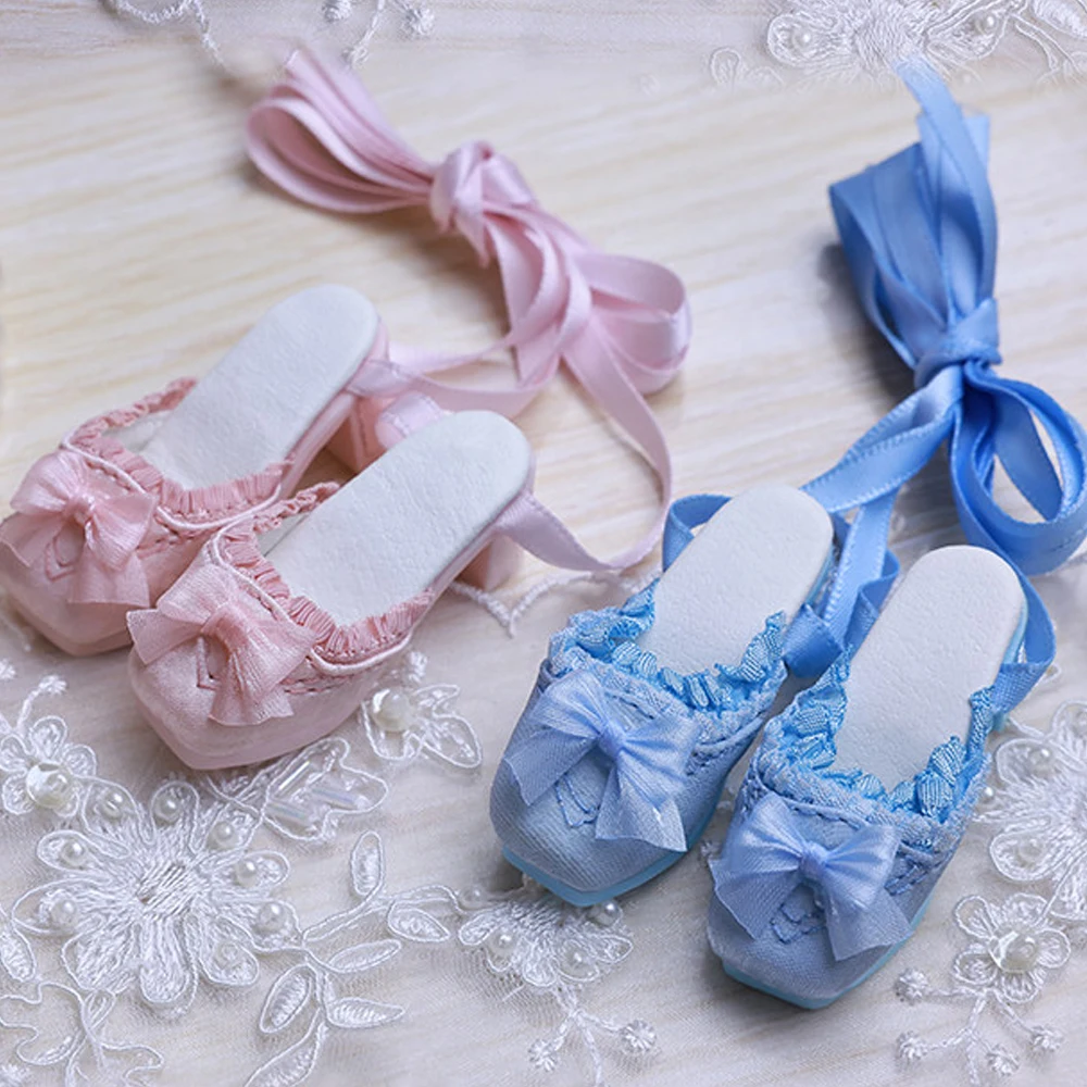 

D09-P950 children handmade toy 1/4 MDD MSD bjd/sd Doll shoes pink blue Bow tie strap shoes 1pair