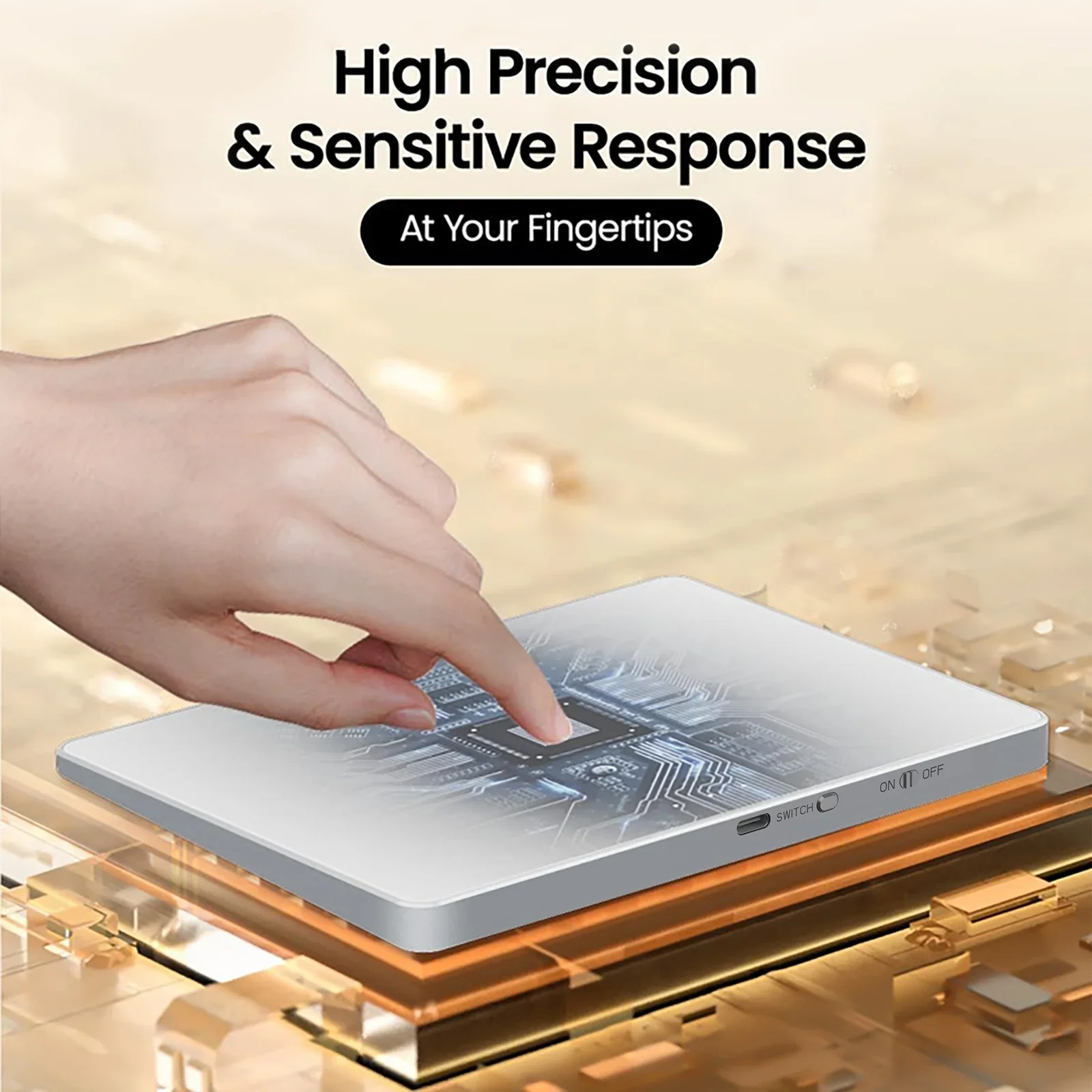 BOSTO T02 Touchpad com fio e sem fio 2.4G e BT e USB Vidro temperado ultrafino compatível com sistema Mac / Windows 10/11