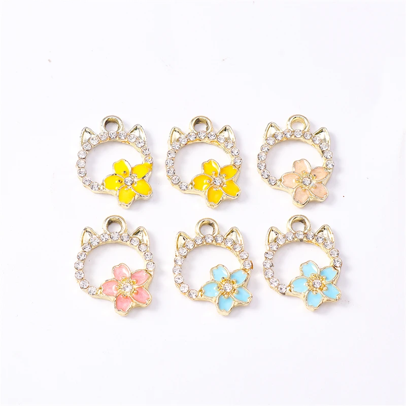 

Duarte 20Pcs/Lot Cartoon Crystal Animal Cat Charms Enamel Flower Charms Pendants for Jewelry Making Necklaces Earrings DIY Gifts