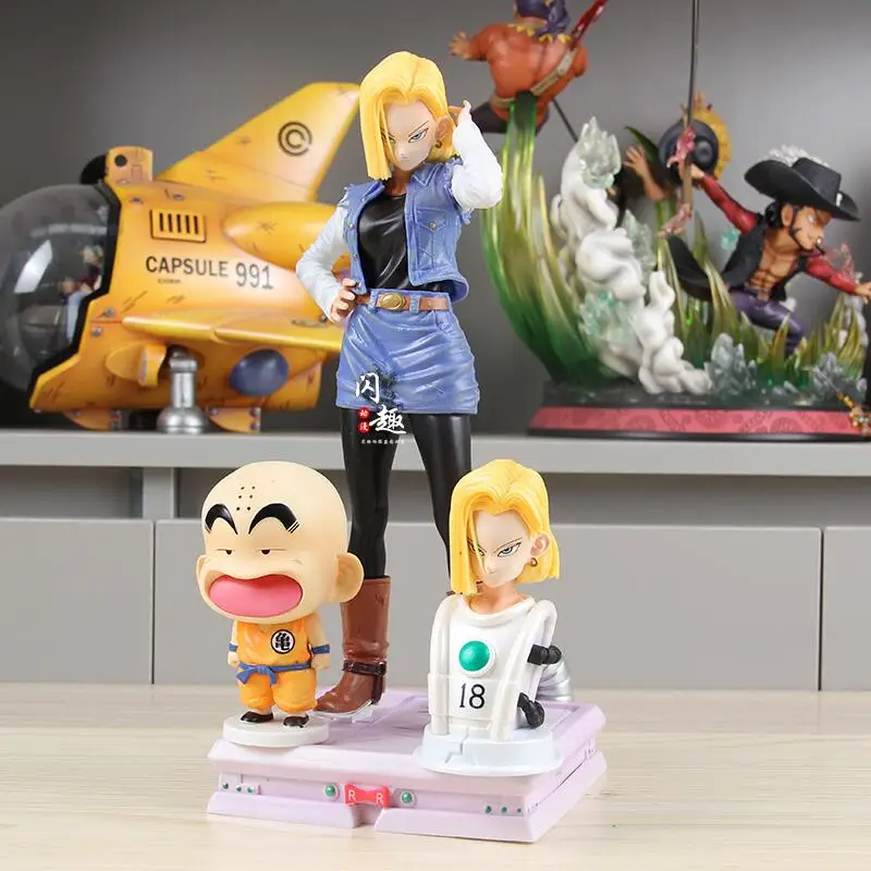 Anime Dragon Ball Z 29cm Figures Dbz Android 18 Two Head Action Figurine Pvc Statue Model Collectible Decoration Toys Kid Gifts