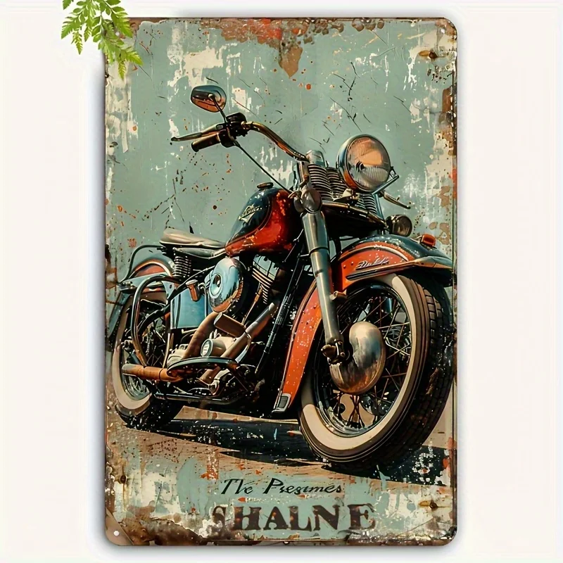 Plaque en métal vintage représentant une moto Davidson – Décoration murale rétro rouge et bleue, idéale pour l’intérieur et l’extérieur, pour garage, bar, coin détente, salle de classe.