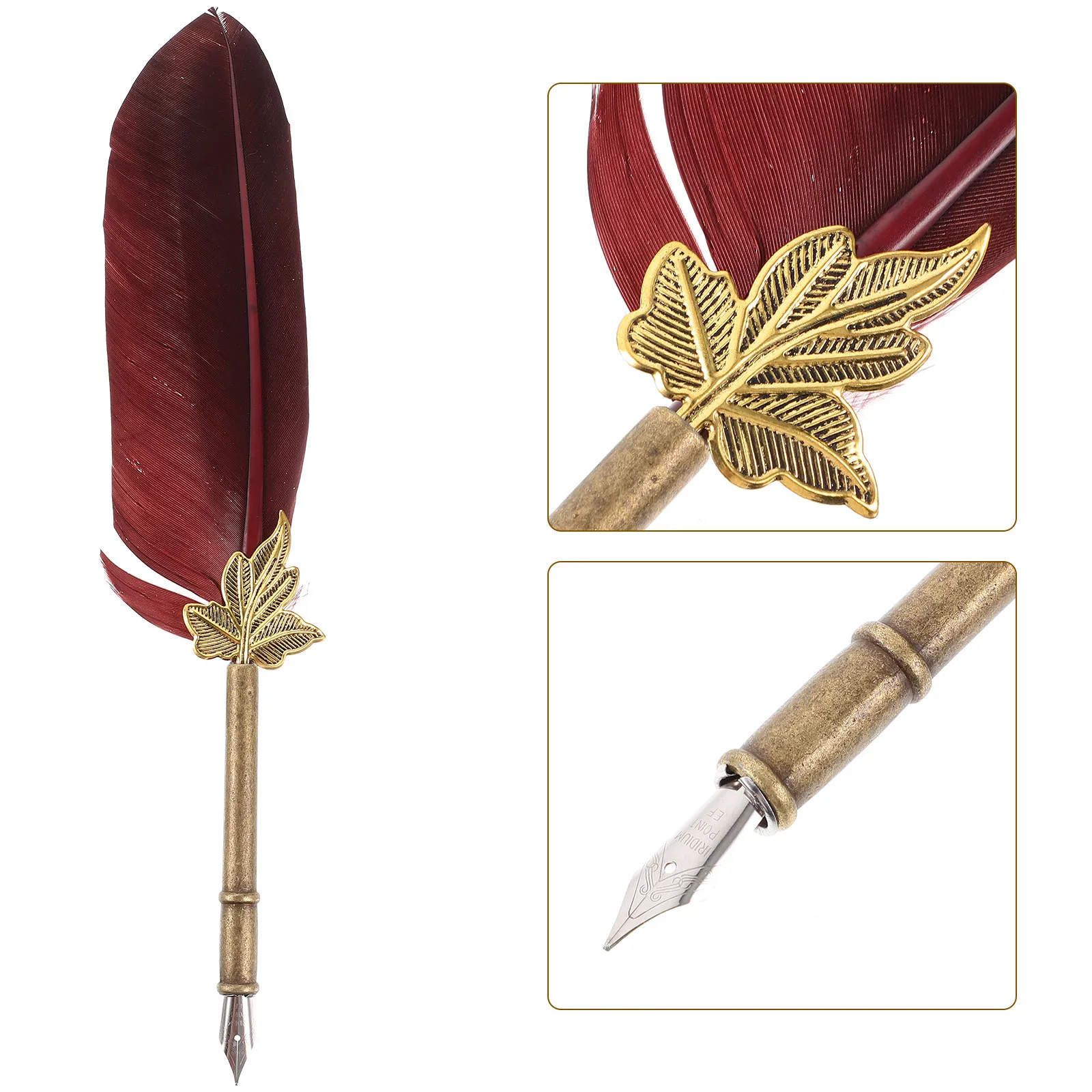 

Reusable Dipping Pen for Calligraphy Writing Signature Office Decorative Use Lightweight Plume Quill Pen with Metal Body and