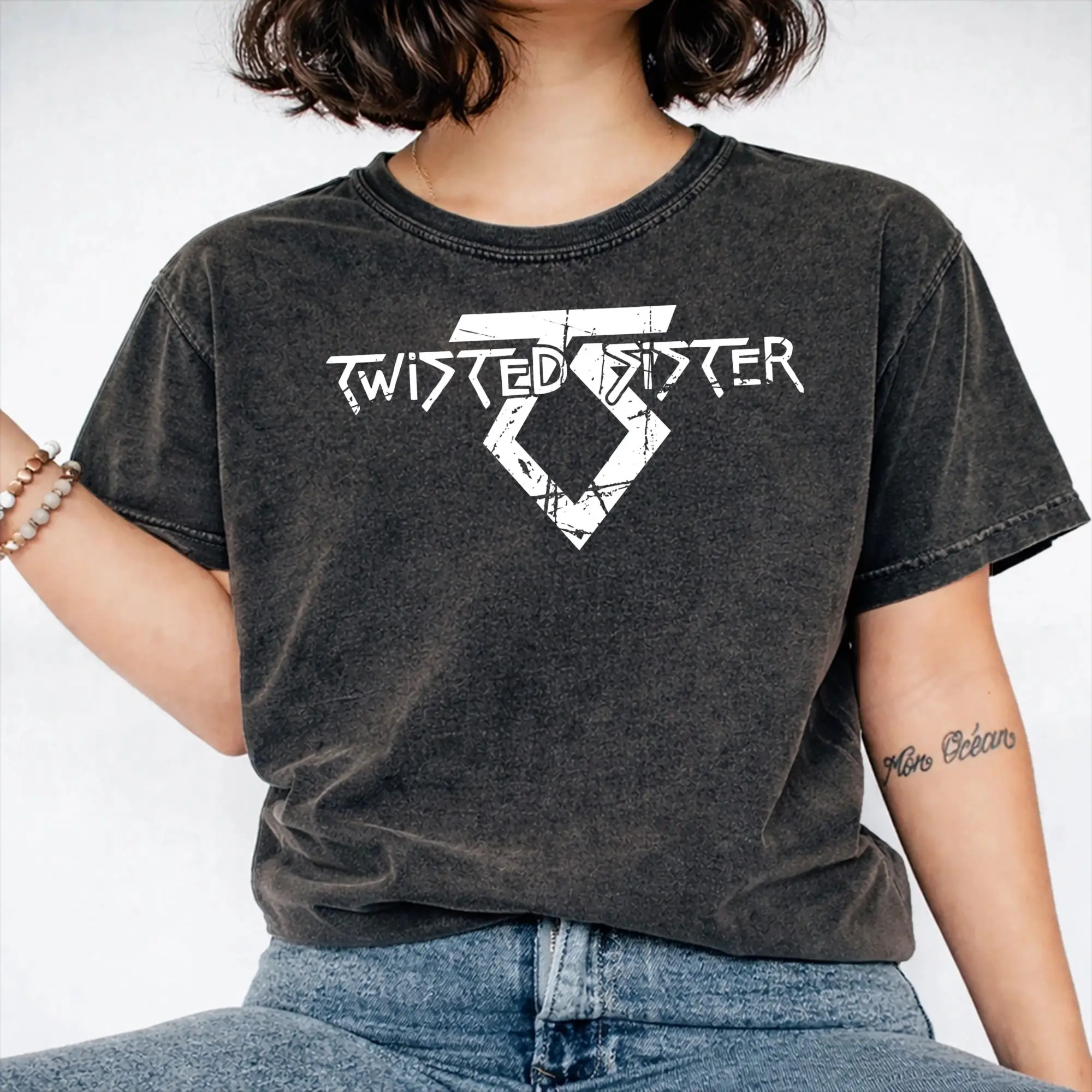Twisted Sisters metal band T Shirts Hip Hop Washed 100% Cotton Street T-Shirts  Vintage Men Women Streetwear Summer Tee Shirt