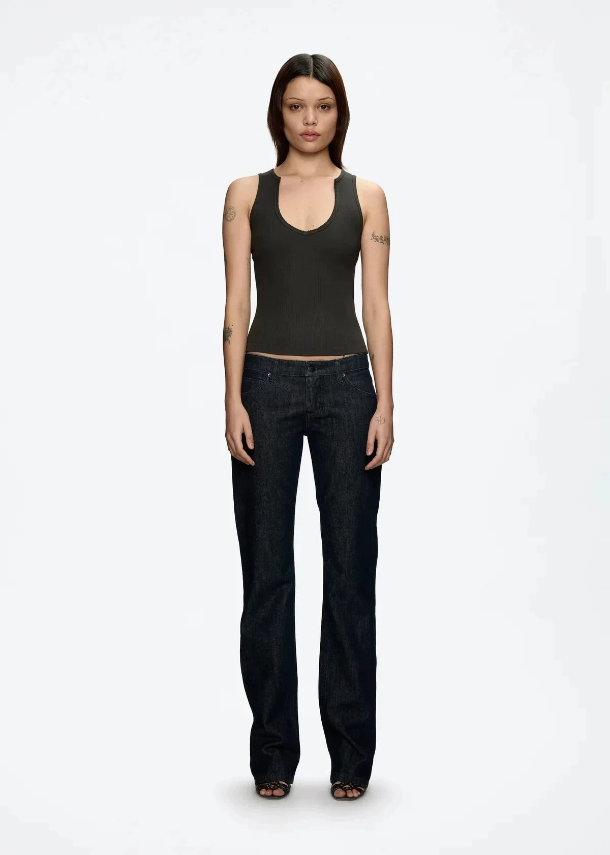 بنطلون جينز بدون أكمام أصلي منخفض الارتفاع غير قابل للتمدد #3