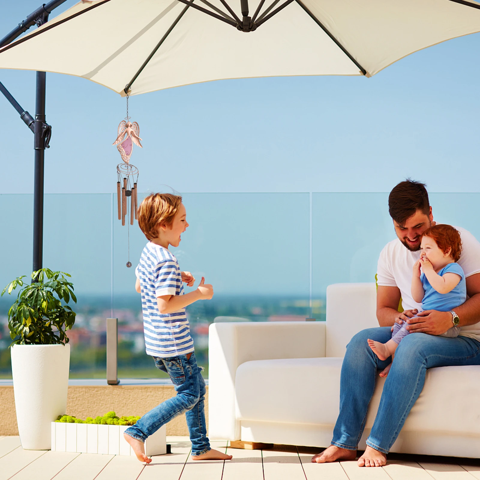 

1Pcs Night Glow Metal Windbell Decorative Flower Fairy Ironwork Wind Chime Garden Balcony Ornament Feng Shui Good Fortune Gift