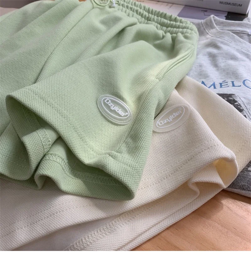 Damen Casual Sweat-Shorts mit elastischem Bund und Kordelzug, lockere Sportshorts, einfarbig, hohe Taille, Streetwear, kurze Hosen für den Sommer – Detail 6