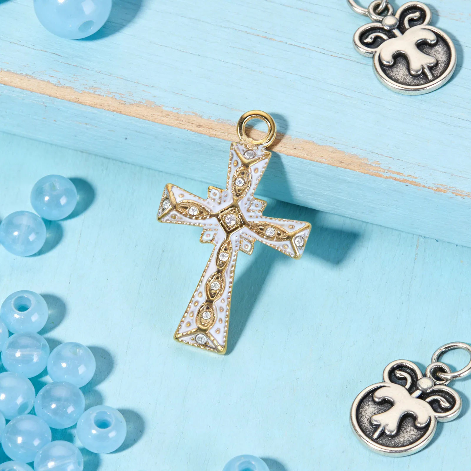 

4Pcs Mini Stainless Steel Cross Charms for Necklace Making DIY Religious Jewelry Faith Craft Supplies Crucifix Pendant Charm