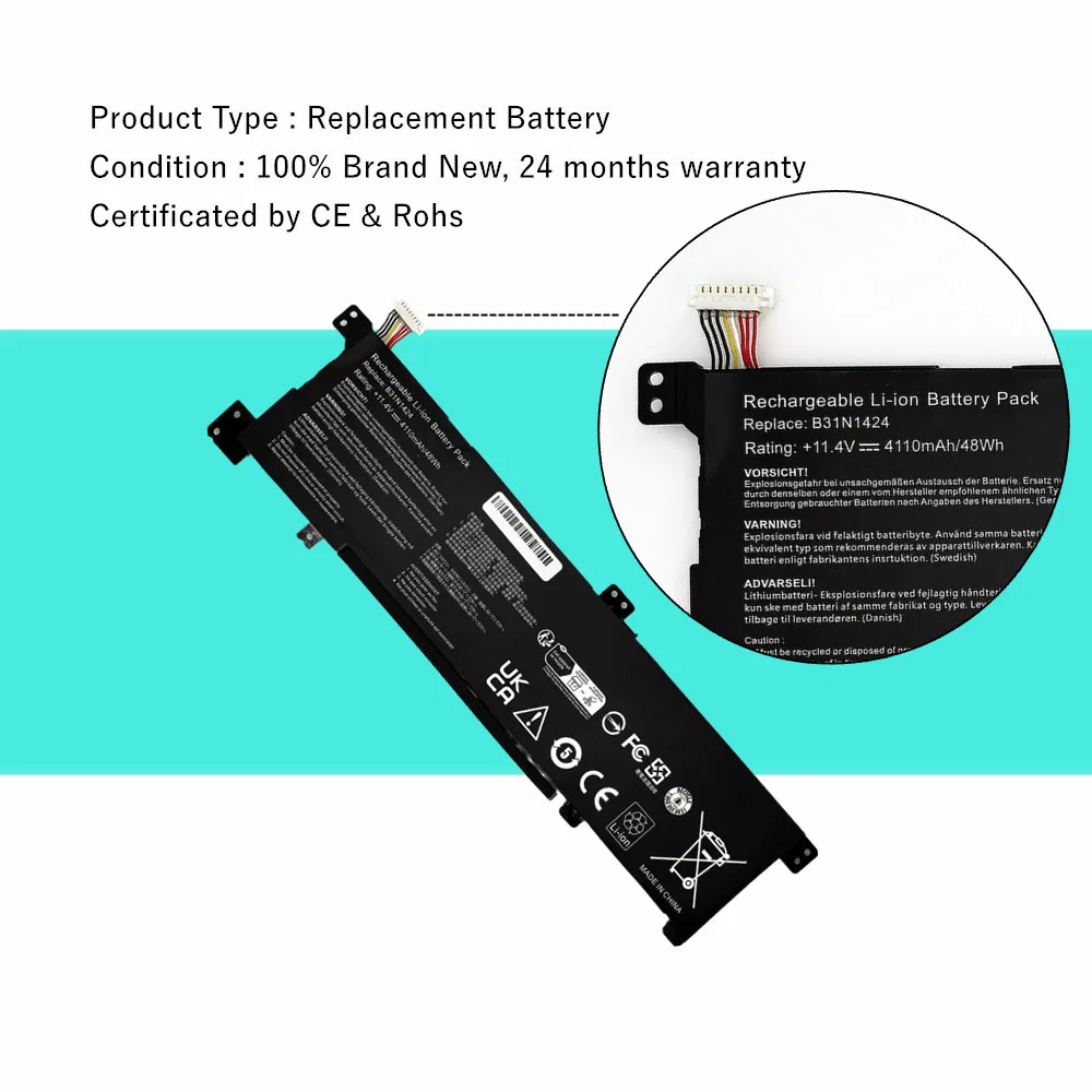B31N1424 Laptop Battery For ASUS U4000 K401U K401UB A400U A401L K401L K401LB K401LB5010 K401LB5200 K401LB5500 Series