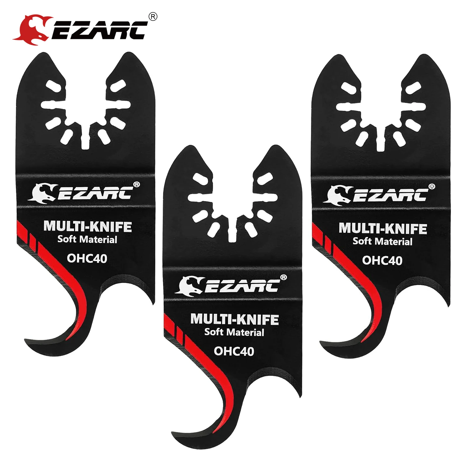 EZARC Oscillatie Multitool Haakmes, 3 stuks multitool zaagbladen voor het snijden van zachte materialen, dakshingles, PVC, tapijt