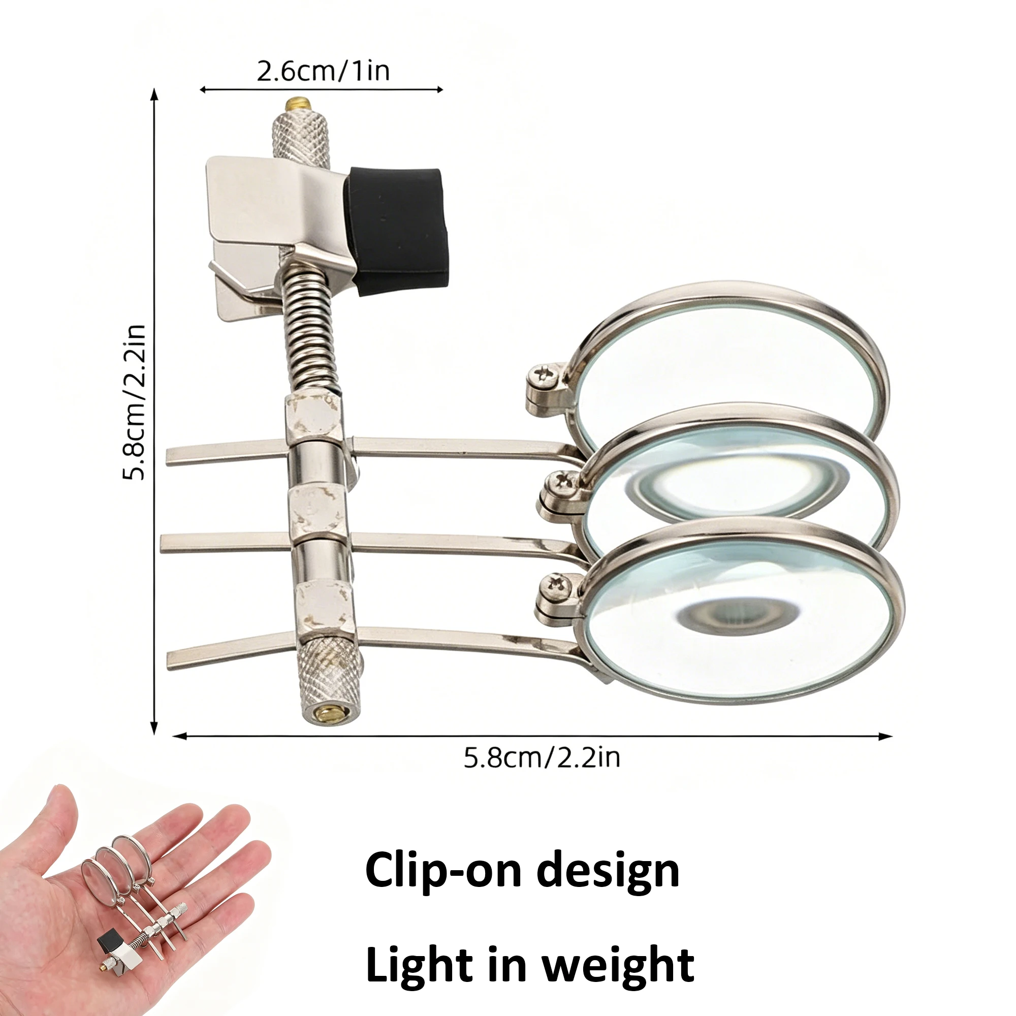 Clip Magnifier Double or Triple Lenses Magnifying Glass 10X Mini Monocular Magnifier Rotable Lens Magnifier for Watch Repair